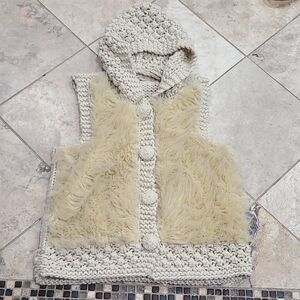 Cozy Knit and Faux Fur Vest with Hood